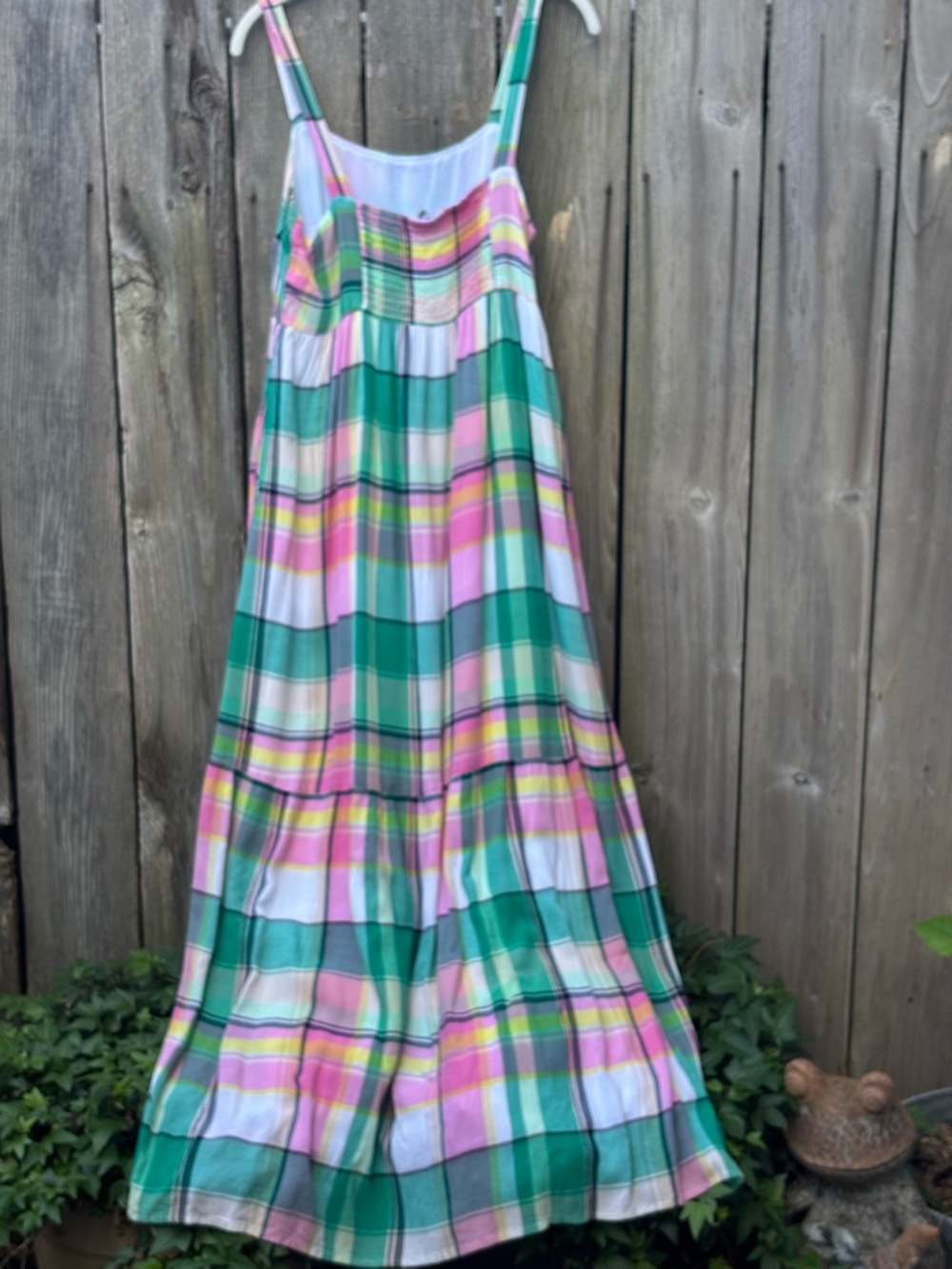 LOFT Pastel Plaid Maxi Dress in Teal, Pink & White - Picture 7 of 9